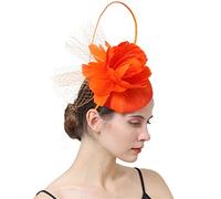 KFGISD, Bride Wedding Fascinator Hats Womens Feather Brides Hair Accessories Party Dinner Hair Clip Headwear,Feather Flower Hair Clip(Fire)