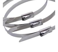 KFGISD, Ca 10/30Pcs Stainless Steel Reusable Self-Sealing Fastening Ring Cable Tie Multi-Purpose Metal Hardware Cable Organizer,Metal Cable Ties(150mm,10pcs)