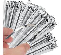 KFGISD, Ca Stainless Steel Silver Metal Zip Ties Strap for Exhaust Wrap Home Heavy Duty Self-Locking Fastening Ring,40PCS,Metal Cable Ties(20pcs,4.6 * 200mm)