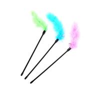 KFGISD, Cat Toys Turkey Feathers Tease Cat Stick Premium Pet Interactive Toy Colorful Tease Cat Funny Stick 3Pcs,Cat Toys