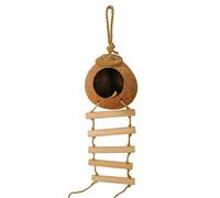 KFGISD, Coconut Shell Hammock Parrot Bird Pet Nest Hanging Ladder Tree Hole Shape With Staircase Bird Sleeping Bed Cage Decor,Birdhouse