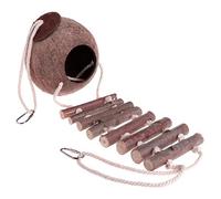 KFGISD, Coconut Shell Parrot Nest Parakeet Birds Feeder Pets Toy Cage With Ladder Brown Bird Hanging Pendant B,Birdhouse(A)