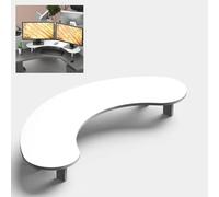 KFGISD, Corner Monitor Stand Dual Computer Monitor Stand Solid Wood, Curved White Desktop Organizer for 2 Monitors, Large Desk Corner Riser for Laptop/TV/Telephone,Computer Stands