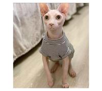 KFGISD, COTTON SLEVELESS Stretch Pinstripe Cat T-Shirt, Suitable for Sphynx and Other Hairness Cats ，Cat Clothing(Black,S)