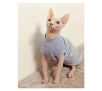KFGISD, COTTON SLEVELESS Stretch Pinstripe Cat T-Shirt, Suitable for Sphynx and Other Hairness Cats ，Cat Clothing(Blue,XXL)