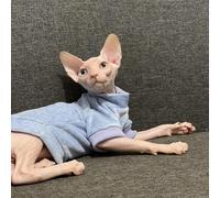 KFGISD, Cotton Velvet Elastic With Velvet Cat Clothes, Sphynx And Other Invisible Cat Clothes ，Cat Clothing(Blue short sleeve,L)