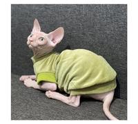 KFGISD, Cotton Velvet Elastic With Velvet Cat Clothes, Sphynx And Other Invisible Cat Clothes ，Cat Clothing(Green vest,XS)