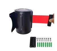 KFGISD, Crowd Control Wall Barrier with 10M with Black Steel Case with Safe Braking System and Locking Button,Retractable Barrier Belt(A)