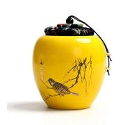 KFGISD, Decorative Memorial for Pet Ashes Dog Cat Human Mini Funeral Ceramics Keepsake Urn for Dog Ash/Cat Ash/Birds,Pet Urns(Yellow a)
