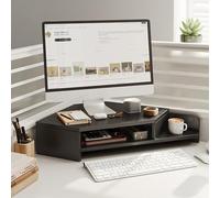KFGISD, Desktop Organizer Computer Monitor Stand Desk Corner Shelf Lift, Wooden Computer Monitor Riser, Ergonomic Tabletop Stand for Laptop/PC Screen/TV, Brown,White,Computer Stands(Black)