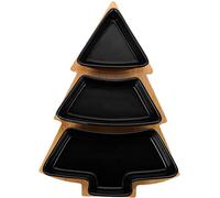 KFGISD, Divided Dinner Plates,The Diet Control Plate, Christmas Party Serving Trays Christmas Tree Shaped Plates Snack Appetizer Tray Cheeses,Plates(Black)