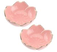 KFGISD, Divided Dinner Plates,The Diet Control Plate,Dinner Plates, 2pcs Sauce Dishes Seasoning Dipping Bowl Flower Shape Sushi Soy Dipping Bowl,Plates(Pink,7X7X2.8cm)