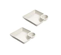 KFGISD, Divided Dinner Plates,The Diet Control Plate,Dinner Plates, 7.2inch Square Plates for Dessert, Salad, Sushi, Fruits, Veggie, Snacks,Plates(2*White)