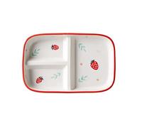 KFGISD, Divided Dinner Plates,The Diet Control Plate,Dinner Plates, Divided Plates for Adults, Ceramic Portion Control Plate,Plates(Strawberry)