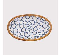 KFGISD, Divided Dinner Plates,The Diet Control Plate,Dinner Plates, Small Ceramic Dessert Plate, Set of 2 Rattan Weave Snack Plate,Plates(A)