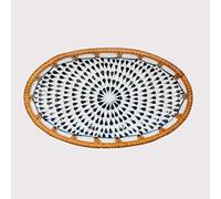 KFGISD, Divided Dinner Plates,The Diet Control Plate,Dinner Plates, Small Ceramic Dessert Plate, Set of 2 Rattan Weave Snack Plate,Plates(C)