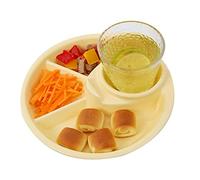 KFGISD, Divided Dinner Plates,The Diet Control Plate,Dinner Plates, Solid Color Portion Control Plates, Divided Plates for Adults,Plates(Yellow,with Cup)