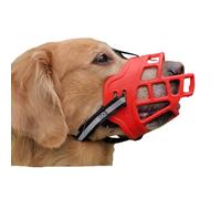 KFGISD, Dog Anti Barking Muzzle,Muzzle Guard For Dogs,Breathable,Adjustable,Humane Design,Allows Panting And Drinking,Dog Muzzle Cover(Red,M)