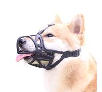 KFGISD, Dog Anti Barking Muzzle,Soft Muzzle For Dogs Medium,Breathable,Adjustable,Humane Design,Front Opening Design,Allows Panting,Dog Muzzle Cover(Black No Reflective Tape,M)