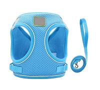 KFGISD, Dog Cat Harnesses Set Blue Nylon Puppy Cat Harnesses Vest Reflective Dog Harness And Leash Set,Dog Carrier(L)