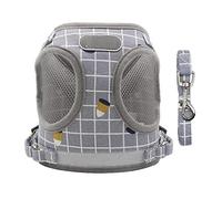 KFGISD, Dog Cat Harnesses Set Gray Nylon Mesh Cat Puppy Reflective Dogs Harness And Leash Set Dogs Vest Harness Leads Pet Clothes,Dog Carrier(L)