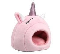 KFGISD, Hamster Toy 1Pcs Unicorn Shape Hamster Hideout Plush Warm House Bed For Chinchillas Mice Rabbit Nest Blue,Hamster Toys(Pink)