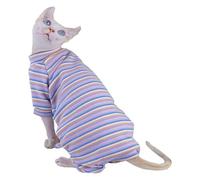 KFGISD, High Neck Striped Cat T-Shirt, Suitable For Sphynx And Other Hairness Cat ，Cat Clothing(M)