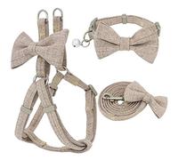 KFGISD, Lead Set Dog Harness Leash Collar Set Adjustable Soft Bow Double Layer Dog Harness For Small Medium Pet Collar Leash Gray M,Dog Carrier(Brown,S)