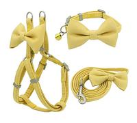 KFGISD, Lead Set Dog Harness Leash Collar Set Adjustable Soft Bow Double Layer Dog Harness For Small Medium Pet Collar Leash Gray M,Dog Carrier(Yellow,S)