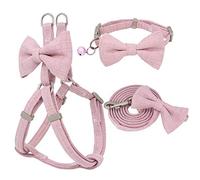 KFGISD, Lead Set Dog Harness Leash Collar Set Adjustable Soft Bow Double Layer Dog Harness For Small Medium Pet Collar Leash Gray M,Dog Carrier(Pink,S)
