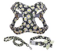 KFGISD, Leash Set Black Dog Harness Leash And Collar Set Printed No Pull Dog Harness Vest Leash Collar Set For Small Medium Large Dogs L,Dog Carrier(M)