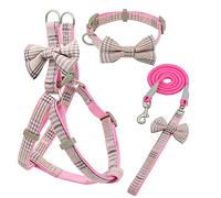 KFGISD, Leash Set Pet Harness And Leash Collar Set Adjustable Bow Nylon For Small Medium Dog Leashes Outdoor Walking Pet Supplies D M,Dog Carrier(D,M)