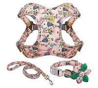KFGISD, Leash Set Pink Dog Harness Leash And Collar Set Printed No Pull Dog Harness Vest Leash Collar Set For Small Medium Large Dogs M,Dog Carrier(L)