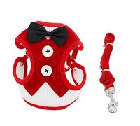 KFGISD, Leash Set Red Puppy Cat Harness And Leash Set Pet Harness Vest For Small Dogs Rabbits Dress Bow Chest Belt Collar S,Dog Carrier(S)