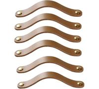KFGISD , Leather Dresser Knobs， 6 Pack -Kitchen Cabinets,Leather Handles