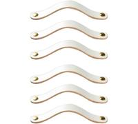 KFGISD , Leather Dresser Knobs， Includes 16 Colours of Screws Per Leather Handle for Kitchen Cabinets,Leather Handles(White,Pitch 128mm)