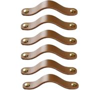 KFGISD , Leather Dresser Knobs， Includes 16 Colours of Screws Per Leather Handle for Kitchen Cabinets,Leather Handles(Brown,Pitch 96mm)