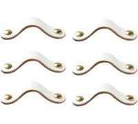 KFGISD , Leather Dresser Knobs， Includes 16 Colours of Screws Per Leather Handle for Kitchen Cabinets,Leather Handles(White,Pitch 160mm)