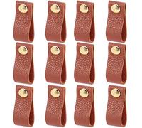 KFGISD , Leather12 Pack Brown Leather Drawer Knobs Modern Replacement Soft Furniture Drawer Knobs Pulls Handles,Leather Handles
