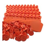 KFGISD, Livestock Blank Ear Tags for Cattle,Cow Sheep, Pig, Goat,100 Pcs TPU Animal Identification Blank Ear Tags 75 * 62.8Mm/75 * 62.8Mm,Livestock tag(Orange)