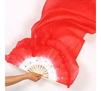KFGISD, Long silk fan,Dance Folding Fan,Fan Veils 1.8m Hand Made Colorful Silk Fans Dancing Long Silk Fans ,Dance Folding Fan(Red)