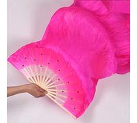 KFGISD, Long silk fan,Dance Folding Fan,Fan Veils 1.8m Hand Made Colorful Silk Fans Dancing Long Silk Fans ,Dance Folding Fan(Rose)