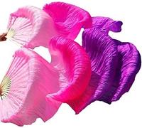 KFGISD, Long silk fan,Dance Folding Fan,Fan Veils Belly Dance Silk Veil Fans 1 Pair Silk Wholesale Classic Size Ribs Silk Fans ,Dance Folding Fan(69,180x90cm)