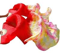 KFGISD, Long silk fan,Dance Folding Fan,Fan Veils Belly Dance Silk Veil Fans 1 Pair Silk Wholesale Classic Size Ribs Silk Fans ,Dance Folding Fan(4,150x90cm)