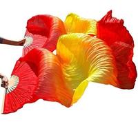 KFGISD, Long silk fan,Dance Folding Fan,Fan Veils Belly Dance Silk Veil Fans 1 Pair Silk Wholesale Classic Size Ribs Silk Fans ,Dance Folding Fan(108,180x90cm)