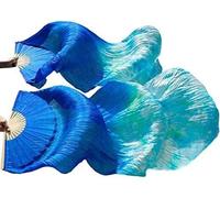 KFGISD, Long silk fan,Dance Folding Fan,Fan Veils Belly Dance Silk Veil Fans 1 Pair Silk Wholesale Classic Size Ribs Silk Fans ,Dance Folding Fan(21,150x90cm)