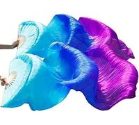 KFGISD, Long silk fan,Dance Folding Fan,Fan Veils Belly Dance Silk Veil Fans 1 Pair Silk Wholesale Classic Size Ribs Silk Fans ,Dance Folding Fan(52,150x90cm)