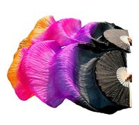KFGISD, Long silk fan,Dance Folding Fan,Fan Veils Fan Veils Belly Dance Belly Dance Fan ,Dance Folding Fan(Color14 Tw)