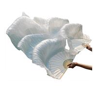 KFGISD, Long silk fan,Dance Folding Fan,Fan Veils Fan Veils Belly Dance Belly Dance Fan ,Dance Folding Fan(Color2 D)