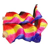 KFGISD, Long silk fan,Dance Folding Fan,Fan Veils Fan Veils Belly Dance Belly Dance Fan ,Dance Folding Fan(Color22 Tw)